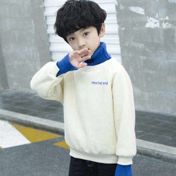 thickened boys' autumn winter plush and woolen stitching high collar sweater with children's letters embroidered bottom coat xdxt, Black
thickened boys' autumn winter plush and woolen stitching high collar sweater with children's letters embroidered bottom coat xdxt, Black