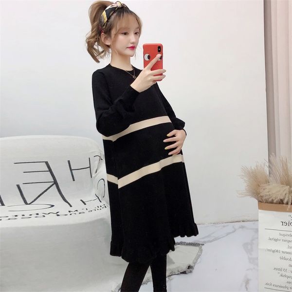 and large dress medium length sweater knitted maternity autumn winter suit fashion, White
and large dress medium length sweater knitted maternity autumn winter suit fashion, White
