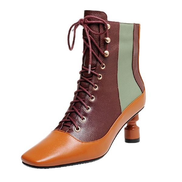 2021 classic female ankle fashion heavy winter high heels genuine leather boots lace to women's shoes 34-40 g8l6, Black
2021 classic female ankle fashion heavy winter high heels genuine leather boots lace to women's shoes 34-40 g8l6, Black