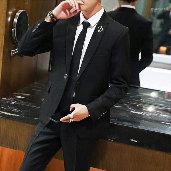 men's suits & blazers terno slim masculino korean version self-cultivation small suit two-piece business casual suitformal for men1, White;black
men's suits & blazers terno slim masculino korean version self-cultivation small suit two-piece business casual suitformal for men1, White;black