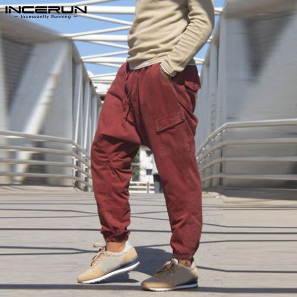 men's pants incerun 2021 men cargo joggers streetwear drawstring multi pockets casual trousers baggy fashion solid pantalones hombre, Black
men's pants incerun 2021 men cargo joggers streetwear drawstring multi pockets casual trousers baggy fashion solid pantalones hombre, Black