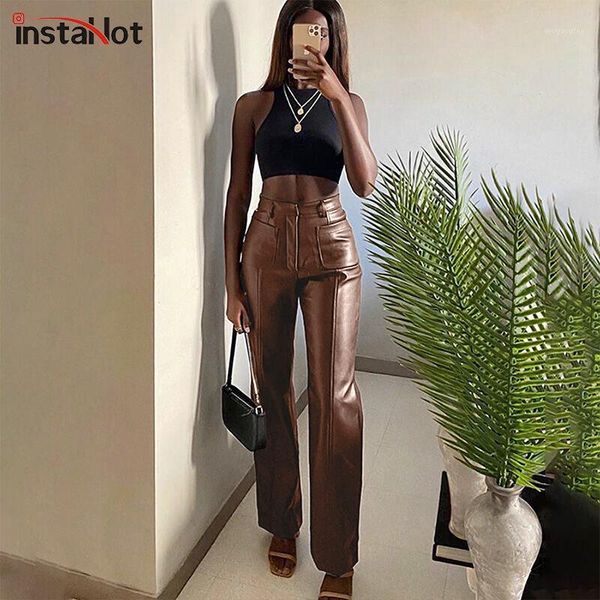instawomen faux leather straight pant trousers autum pockets high waist 2021 streetwear office lady casual solid slim capris1, Black;white
instawomen faux leather straight pant trousers autum pockets high waist 2021 streetwear office lady casual solid slim capris1, Black;white