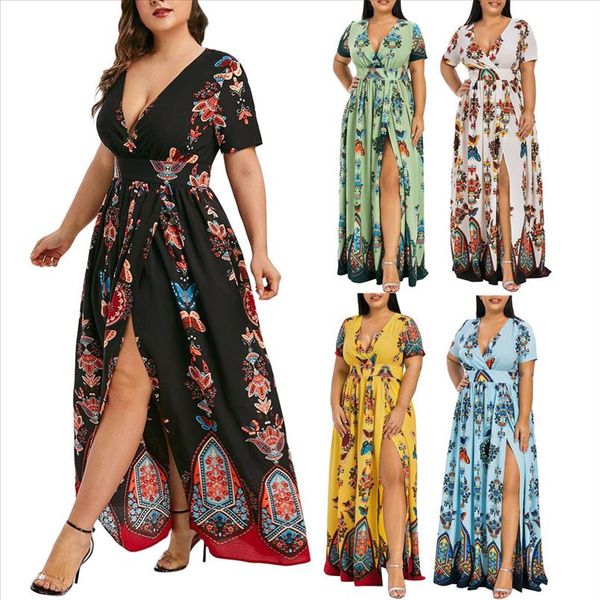 h40 summer plus size long dress women butterfly printed short sleeve high split maxi dress deep v neck bohemian boho dresses, Black;gray
h40 summer plus size long dress women butterfly printed short sleeve high split maxi dress deep v neck bohemian boho dresses, Black;gray