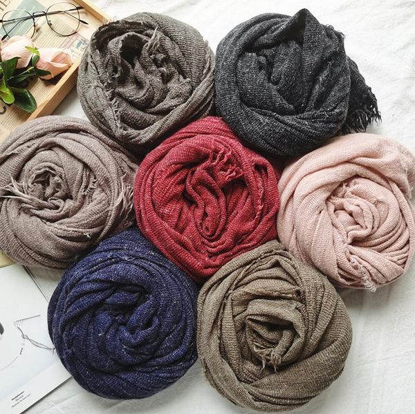 scarves solider color winter scarf cotton and linen long women's shawl crumpled warm men american japanese style, Blue;gray
scarves solider color winter scarf cotton and linen long women's shawl crumpled warm men american japanese style, Blue;gray