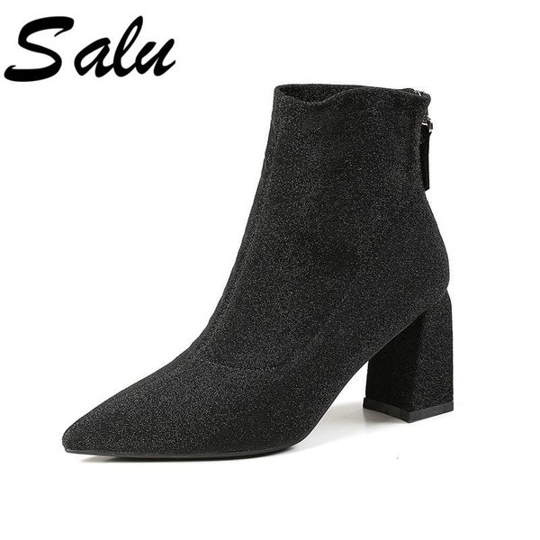 boots salu flock leather women shoes woman ankle winter warm ladies party wedding high heels botas, Black
boots salu flock leather women shoes woman ankle winter warm ladies party wedding high heels botas, Black