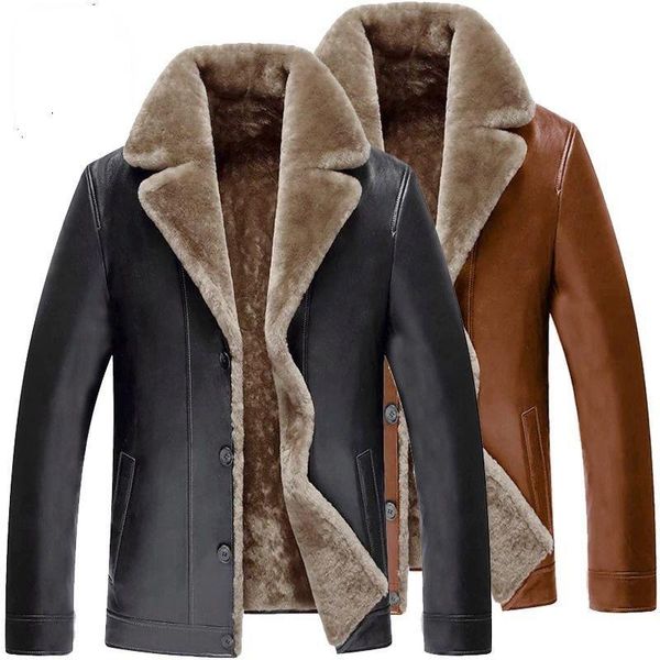 men's fur & faux leather jacket winter mens and coat smart casual jaqueta de couro masculina, Black
men's fur & faux leather jacket winter mens and coat smart casual jaqueta de couro masculina, Black