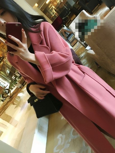 feiqian high end hepburn style new cedar powder double sided cashmere fur women's middle long korean coat, Black
feiqian high end hepburn style new cedar powder double sided cashmere fur women's middle long korean coat, Black