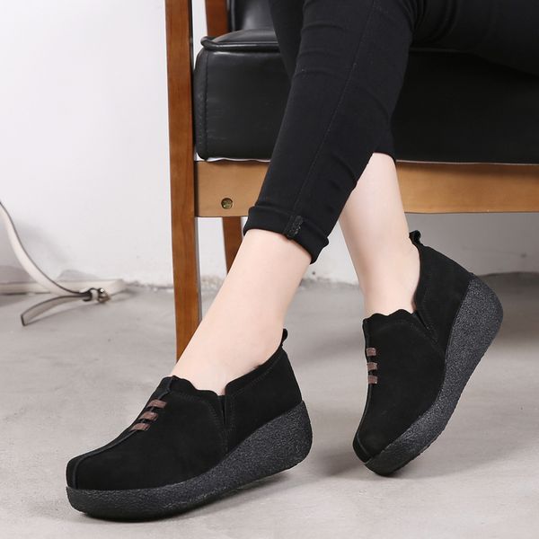 2021 the new new women's large flat shoes, high heels lace i708, Black