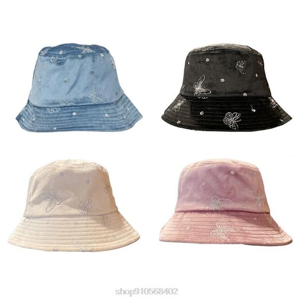 korean women winter warm velvet bucket hat shiny butterfly embroidered wide brim sunscreen panama fisherman cap n25 20 dropship, Blue;gray
korean women winter warm velvet bucket hat shiny butterfly embroidered wide brim sunscreen panama fisherman cap n25 20 dropship, Blue;gray