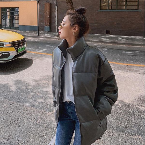 ladies pu lint coat high imitation leather parka ladies stand-collar thick cotton coat winter puffer jacket, Black
ladies pu lint coat high imitation leather parka ladies stand-collar thick cotton coat winter puffer jacket, Black