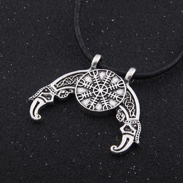 pendant necklaces norse odin's raven with helm of awe and 24 rune as viking necklace, Silver
pendant necklaces norse odin's raven with helm of awe and 24 rune as viking necklace, Silver