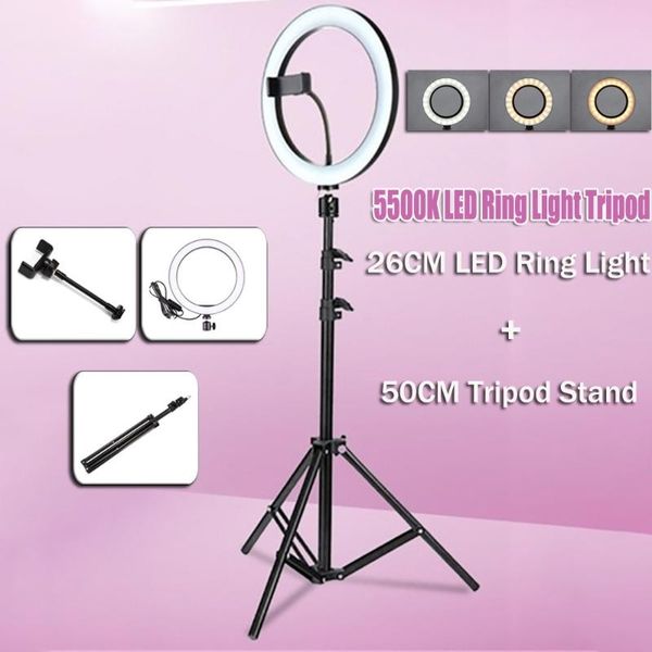 26cm video light dimmable led selfie ring light usb ring lamp pgraphy with phone holder 50cm tripod stand for makeup
26cm video light dimmable led selfie ring light usb ring lamp pgraphy with phone holder 50cm tripod stand for makeup