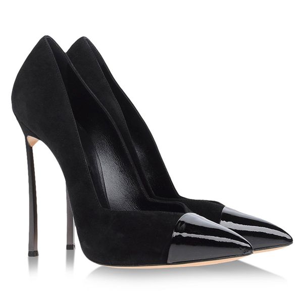 down ladies front cut blades leather pumps shiny toe pointed female suede shredded wedding shoes high metal heels lohl, Black
down ladies front cut blades leather pumps shiny toe pointed female suede shredded wedding shoes high metal heels lohl, Black