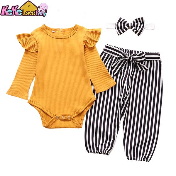 newborn baby girl clothes set autumn long sleeve solid color ruffle romper striped pants headband infant outfits clothing lj201223, White
newborn baby girl clothes set autumn long sleeve solid color ruffle romper striped pants headband infant outfits clothing lj201223, White