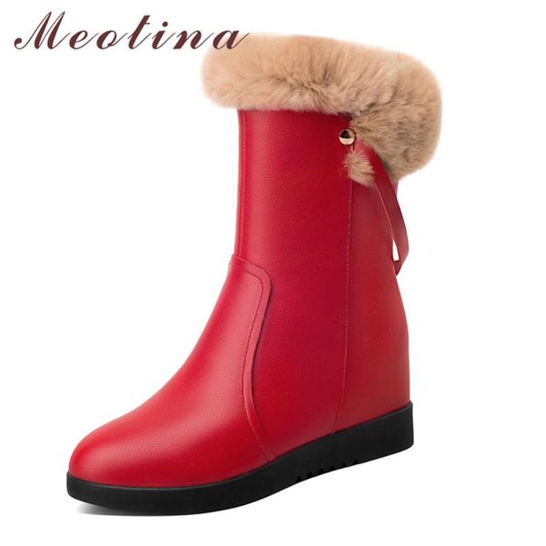 meotina mid calf boots women shoes genuine leather platform plush fur snow boots rivet zipper height increasing lady red, Black
meotina mid calf boots women shoes genuine leather platform plush fur snow boots rivet zipper height increasing lady red, Black