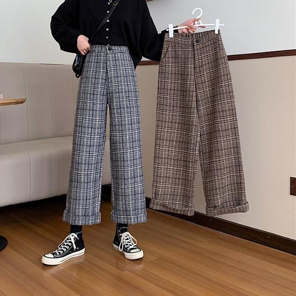 zoki winter women pants thick warm plaid ankle-length woolen pure cotton wide leg pants casual high waist loose female trousers, Black;white
zoki winter women pants thick warm plaid ankle-length woolen pure cotton wide leg pants casual high waist loose female trousers, Black;white