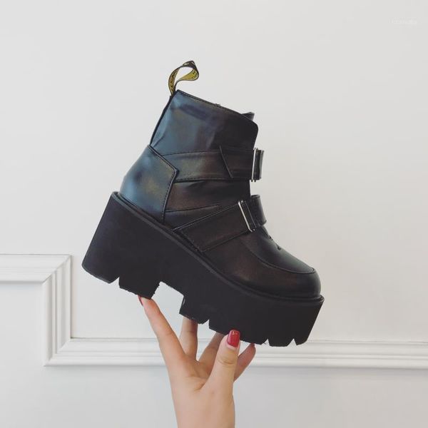 boots punk harajuku style fashion thick-soled buckle short wedge platform women's shoes motorcycle tide1, Black
boots punk harajuku style fashion thick-soled buckle short wedge platform women's shoes motorcycle tide1, Black
