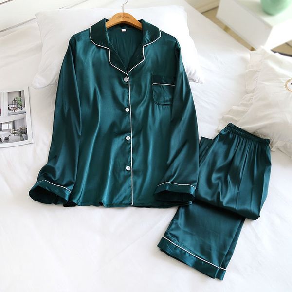 Women Sleepwear Satin Pajamas Suit Nightwear Intimate Lingerie Long Sleeve Pyjamas Nightgown Plus Size Home Clothing Sleep Set, Navy blue b
Women Sleepwear Satin Pajamas Suit Nightwear Intimate Lingerie Long Sleeve Pyjamas Nightgown Plus Size Home Clothing Sleep Set, Navy blue b