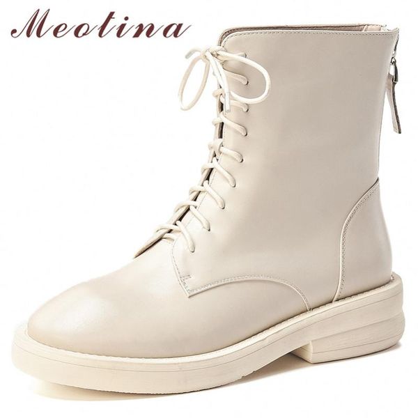 meotina autumn ankle boots women natural genuine leather zipper flat short boots lace up round toe shoes lady winter size 34-39, Black
meotina autumn ankle boots women natural genuine leather zipper flat short boots lace up round toe shoes lady winter size 34-39, Black