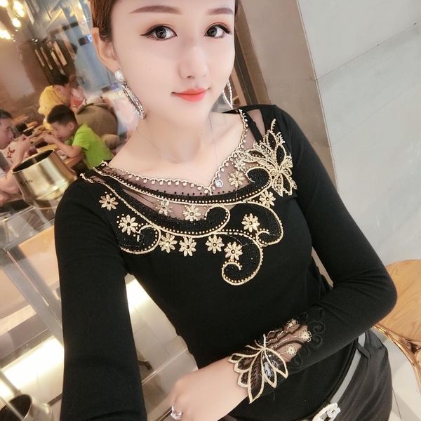 fashion embroidery patchwork flowers diamonds tshirt 2019 new autumn winter women shirt clothes camiseta mujer t98814, White
fashion embroidery patchwork flowers diamonds tshirt 2019 new autumn winter women shirt clothes camiseta mujer t98814, White