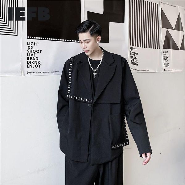 iefb men's fall 2020 new blazers personalized asymmetrical design rivet decorated black suit coat minimalist clothes loose y4707, White;black
iefb men's fall 2020 new blazers personalized asymmetrical design rivet decorated black suit coat minimalist clothes loose y4707, White;black