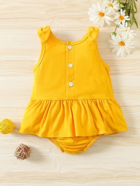 baby tie shoulder ruffle hem combo bodysuit dress she, Red;yellow
baby tie shoulder ruffle hem combo bodysuit dress she, Red;yellow