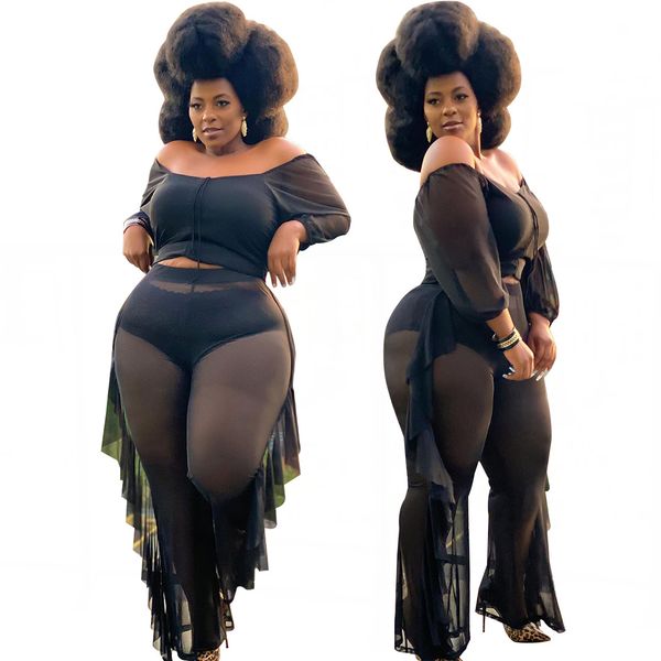 1289 european and american women's black see-through pants suit two-piece suit, White
1289 european and american women's black see-through pants suit two-piece suit, White