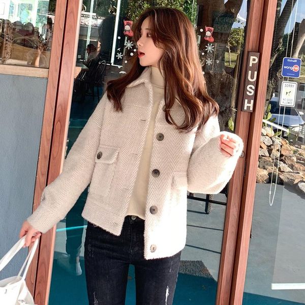 autumn winter new women's short coat mink fleece single-breasted jacket women korean thick warm jacket overcoat, Black
autumn winter new women's short coat mink fleece single-breasted jacket women korean thick warm jacket overcoat, Black