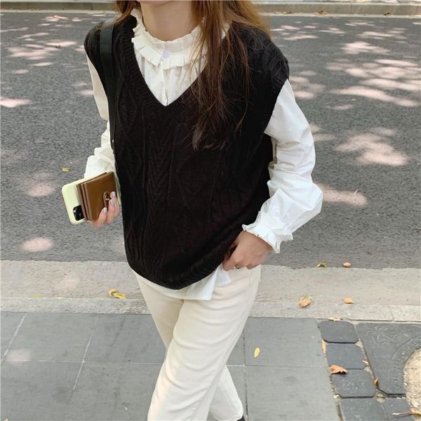women's vests bornladies loose sleeveless sweater spring women vest sweaters knitting joker knitted wool oversize girls pullover, Black;white
women's vests bornladies loose sleeveless sweater spring women vest sweaters knitting joker knitted wool oversize girls pullover, Black;white