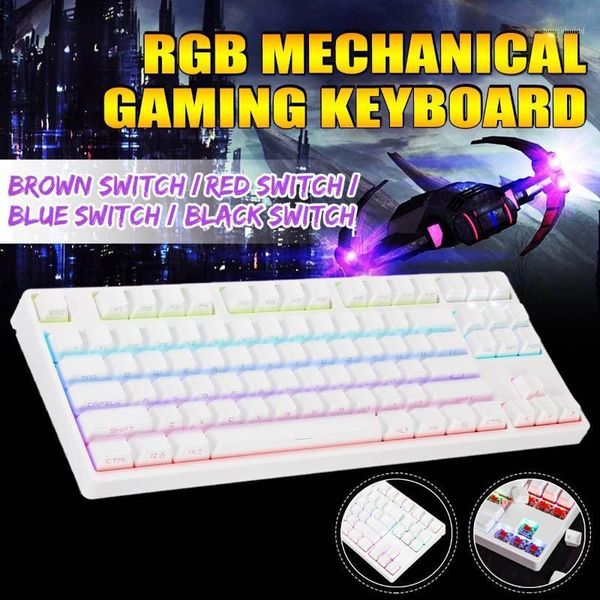 

87 key nkro rgb backlit gateron switch mechanical keyboard pbt double skeycaps usb wired gaming keyboard1