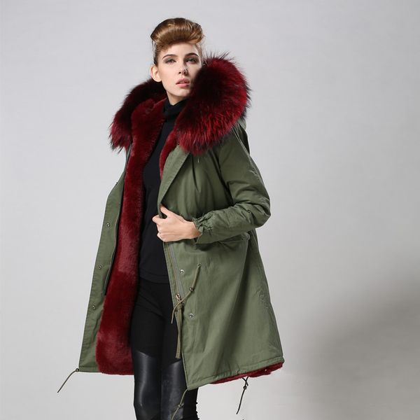 outdoor women jackets wine red raccoon fur trim mukla furs wine red rabbit fur lining army canvas long women jackets snow parkas, Black
outdoor women jackets wine red raccoon fur trim mukla furs wine red rabbit fur lining army canvas long women jackets snow parkas, Black
