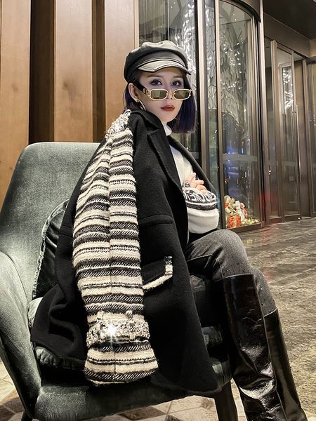 2double sided cashmere coat women's 2020 new winter heavy industry drill temperament suit woolen coat fashion, Black
2double sided cashmere coat women's 2020 new winter heavy industry drill temperament suit woolen coat fashion, Black