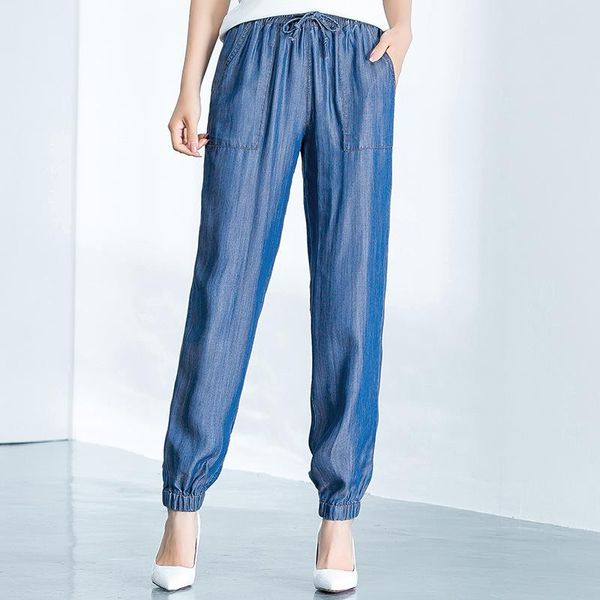 women's jeans summer women casual elastic waist harem pants elegant office ladies high denim trousers femme plus size washed loose, Blue
women's jeans summer women casual elastic waist harem pants elegant office ladies high denim trousers femme plus size washed loose, Blue