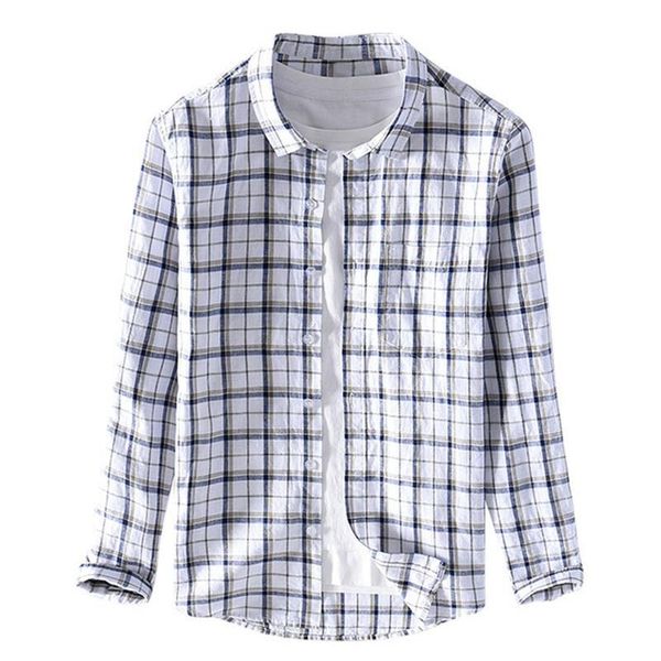 autumn 2020 new leisure plaid long sleeve linen shirt men's cotton and square collar slim linen shirts 9303, White;black
autumn 2020 new leisure plaid long sleeve linen shirt men's cotton and square collar slim linen shirts 9303, White;black
