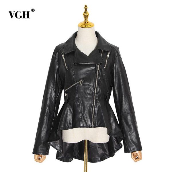 women's jackets vgh black streetwear pu coat for women lapel long sleeve high waist asymmetrical hem elegant leather coats female 2021, Black;brown
women's jackets vgh black streetwear pu coat for women lapel long sleeve high waist asymmetrical hem elegant leather coats female 2021, Black;brown