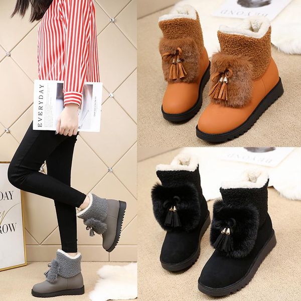 snow boots women winter tassel faux fur slip on female shoes fashion platform ankle boots warm plush flat heel short warm, Black
snow boots women winter tassel faux fur slip on female shoes fashion platform ankle boots warm plush flat heel short warm, Black