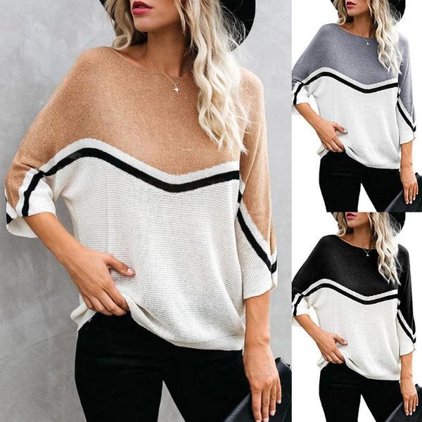 women's knitted bat dweater pullover personality stitching plus size sweater1, White;black
women's knitted bat dweater pullover personality stitching plus size sweater1, White;black