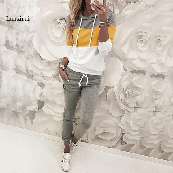 women sweatshirt +pants 2 pieces set spring casual loose patchwork color pullover hoodies elastic waist sweatpants sports suit1, White
women sweatshirt +pants 2 pieces set spring casual loose patchwork color pullover hoodies elastic waist sweatpants sports suit1, White