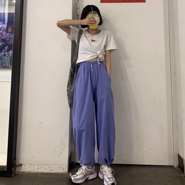 luck a summer women casual loose-fit high waist pants cargo sweat baggy harajuku style kg-76, Black;white
luck a summer women casual loose-fit high waist pants cargo sweat baggy harajuku style kg-76, Black;white