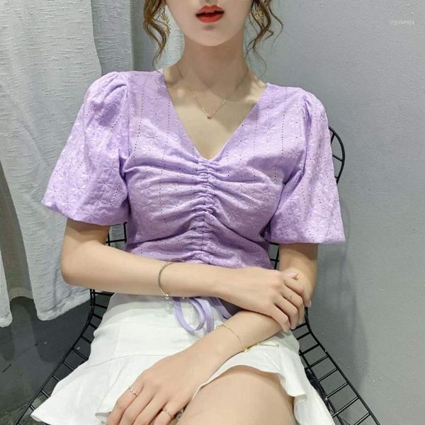 solid cotton short sleeve t-shirts v-neck drawstring women short puff sleeve tees purple white size l xl
solid cotton short sleeve t-shirts v-neck drawstring women short puff sleeve tees purple white size l xl
