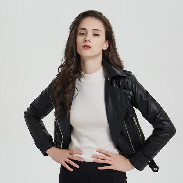 women's leather & faux motorcycle pu jacket women spring autumn fashion slim fit coat outerwear plus size clothes xxl xxxl, Black
women's leather & faux motorcycle pu jacket women spring autumn fashion slim fit coat outerwear plus size clothes xxl xxxl, Black