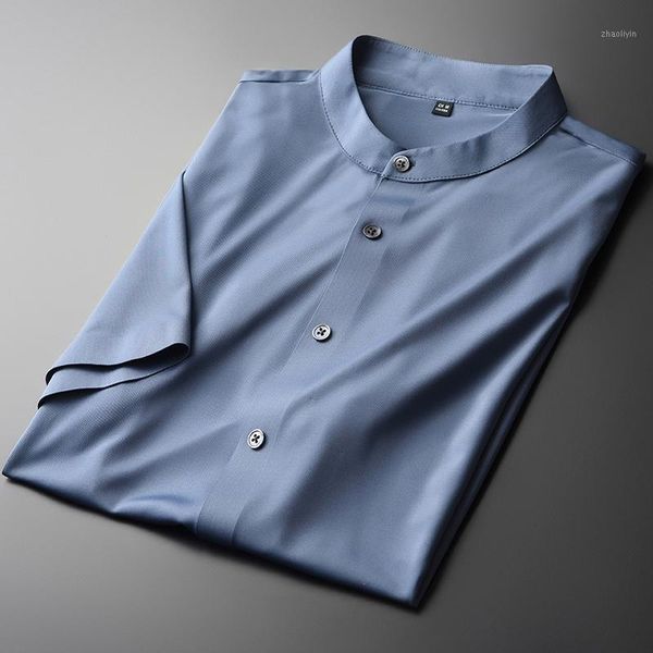new stand collar mens shirts luxury solid color short sleeve mens dress shirts summer pique fabric slim fit male 4xl1, White;black
new stand collar mens shirts luxury solid color short sleeve mens dress shirts summer pique fabric slim fit male 4xl1, White;black