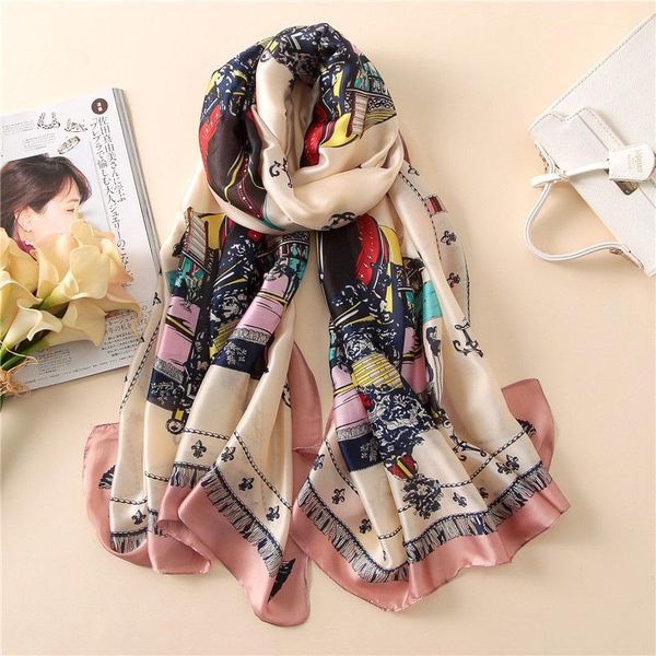 scarves 2021 style women beach silk fashion autumn and winter nice chain wraps hijab lady muffler print shawl, Blue;gray
scarves 2021 style women beach silk fashion autumn and winter nice chain wraps hijab lady muffler print shawl, Blue;gray