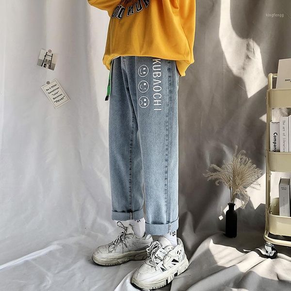 men baggy blue jeans mens 2020 belt streetwear harem pants male hip hop wide leg korean fashions denim pants ins1