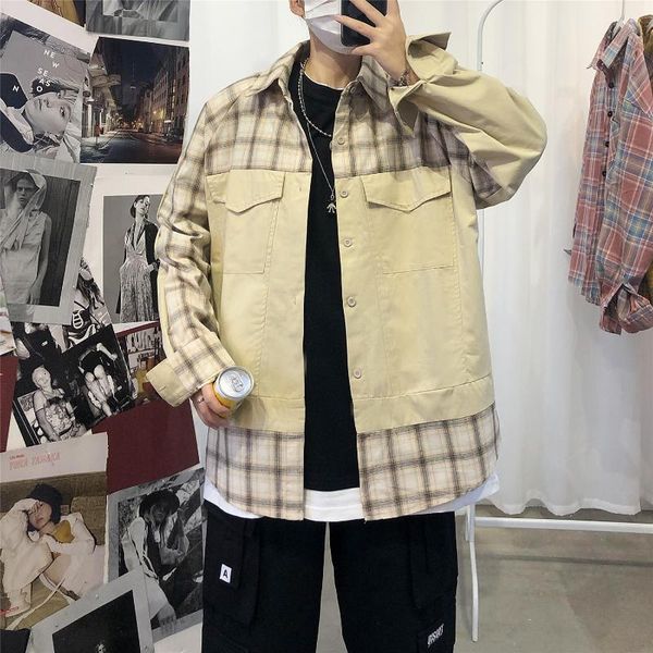 men's casual shirts 2021 leisure lattice printing split joint patchwork shirt male loose french cuff mens fashion camisa masculina, White;black
men's casual shirts 2021 leisure lattice printing split joint patchwork shirt male loose french cuff mens fashion camisa masculina, White;black