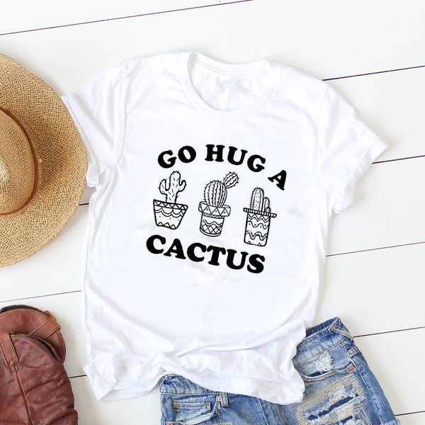 women lady t shirt go hug a cactus printed tshirt ladies short sleeve loose tee shirt women female clothes graphic t-shirt, White
women lady t shirt go hug a cactus printed tshirt ladies short sleeve loose tee shirt women female clothes graphic t-shirt, White