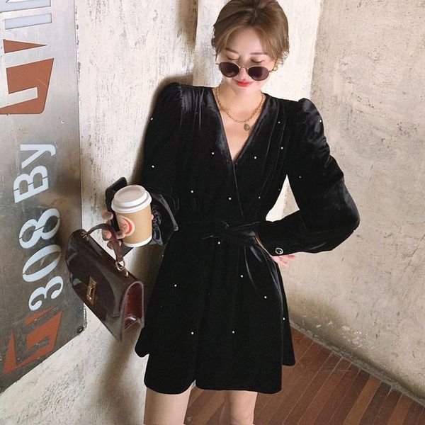 casual dresses velvet long sleeve mini dress for women black a-line short spring 2021 female waist fashion party1, Black;gray
casual dresses velvet long sleeve mini dress for women black a-line short spring 2021 female waist fashion party1, Black;gray