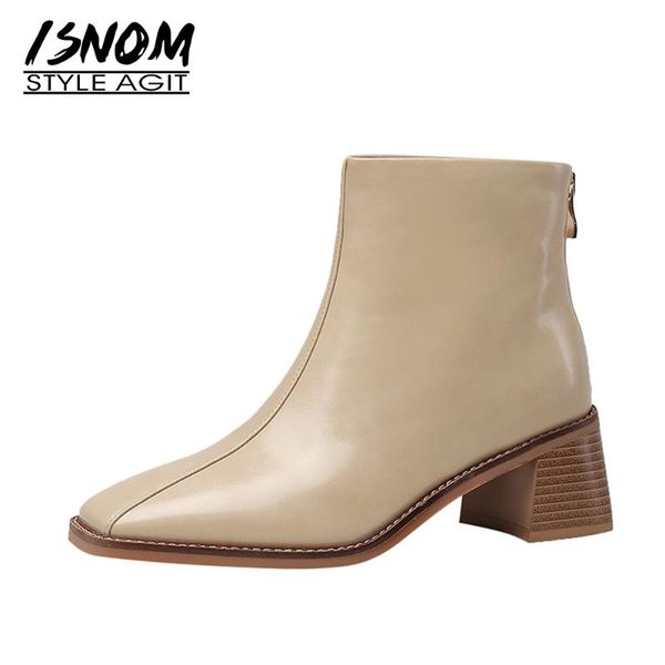 isnom женщины натуральные кожаные лодыжки сапоги мода круглые туфли носят женские zip густые каблуки на улице теплые дамы осень зима, Black 
isnom женщины натуральные кожаные лодыжки сапоги мода круглые туфли носят женские zip густые каблуки на улице теплые дамы осень зима, Black