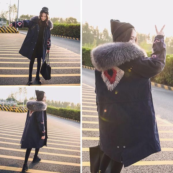 women's down & parkas women's jacket woman hooded long winter coat women korean loose thick warm parka jackets camperas mujer kj44, Black
women's down & parkas women's jacket woman hooded long winter coat women korean loose thick warm parka jackets camperas mujer kj44, Black