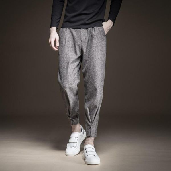 men's pants 2021 male fashion autumn casual grey woolen harem tapered beam long trend b194317367, Black
men's pants 2021 male fashion autumn casual grey woolen harem tapered beam long trend b194317367, Black